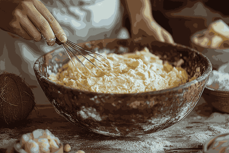 ひよこ豆クッキーのウェット材料を組み合わせる