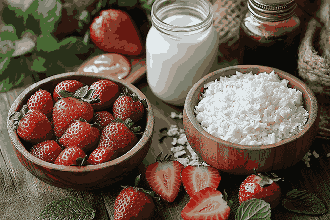 Bahan untuk Susu Stroberi ala Bali