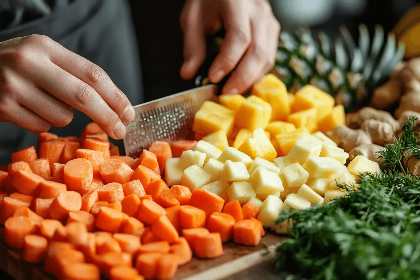 Menyiapkan bahan untuk Smoothie Wortel
