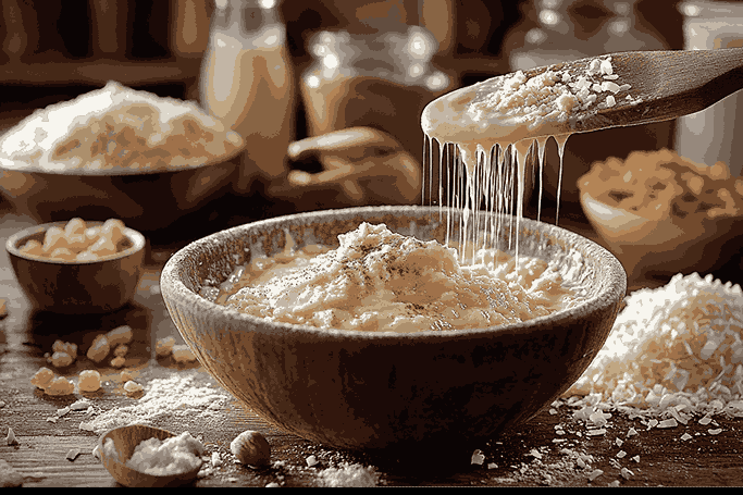 Gabungkan bahan basah dan kering untuk muffin wortel